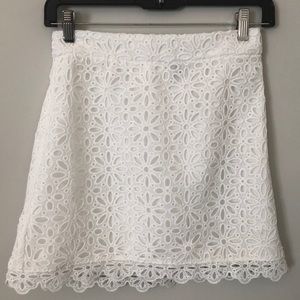 White lace eyelet mini skirt